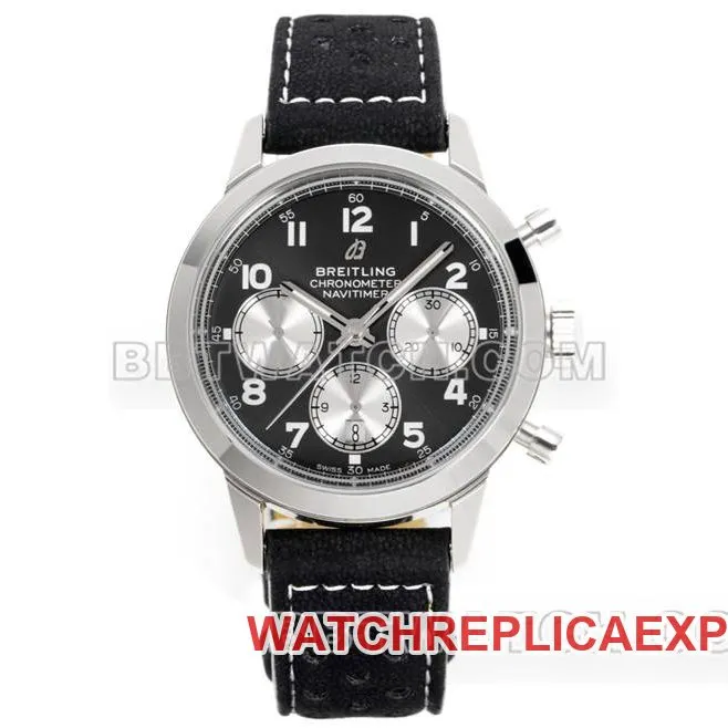Breitlingtop-tier watch BLS factory Yueyang black dial41mmchronograph7750movementleather strap model front live photo