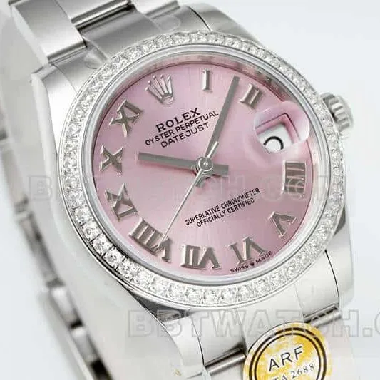 ARF FactoryRolex log 1:1super pink plate Roman numerals diamond bezel31mm three grid link 278289braceletlive photos