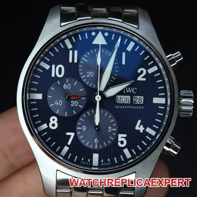 ZF Factorytop-tier watch IWC men's steel bracelet pilot little prince blue dialDay-Date fully automatic movementchronograph stopwatch clasp picture