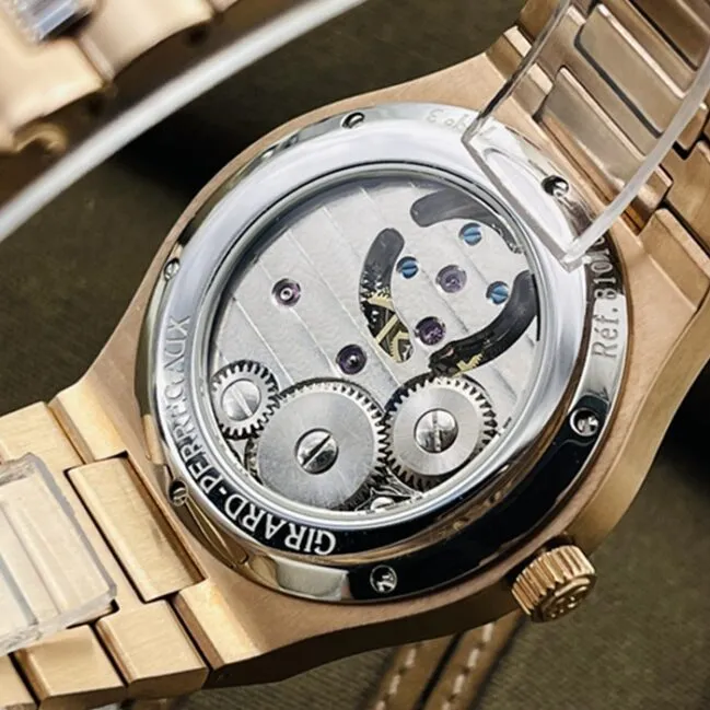 top-tier watch Girard-Perregaux men's white dial gold belt laurel series tourbillon watch front view