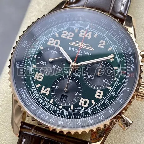 1:1replica watch BLS factory green black dialBreitling aviation chronographrose goldleather strap braceletlive photos