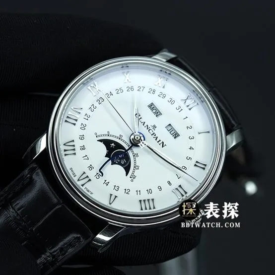 OM Factory Blancpain classic 66541:1super watch men's moon phasewhite dialleather strap model pictures and prices front live photo