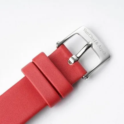 top-tier Van Cleef & Arpels women's white dial red band Charms Gold watch quartzleather strap watch clasp picture