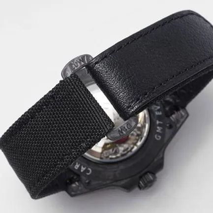 top-tierRolexreplica men's black dial nylon strap full automatic movement watch side view