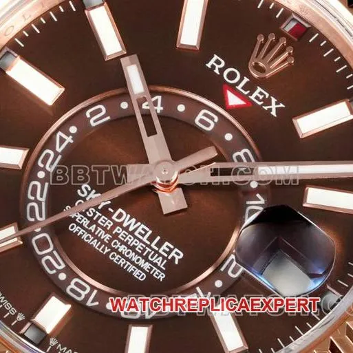 watch AR+ factory Rolex Navigator brown dial mechanical rose goldside live photo