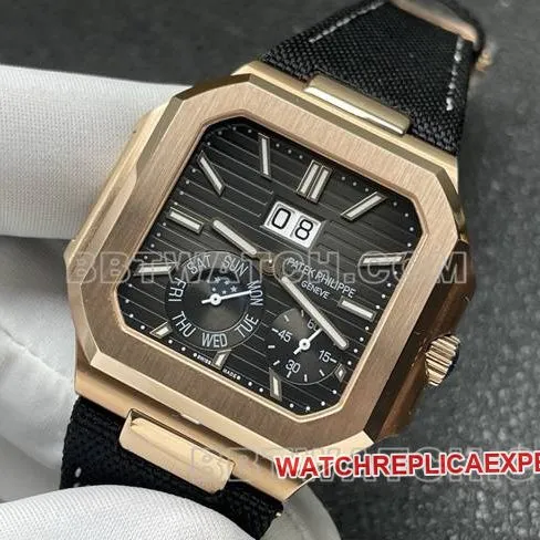 collectible watch P1 factory Patek PhilippeCUBITUSblack dialrose gold5822P-001side live photo