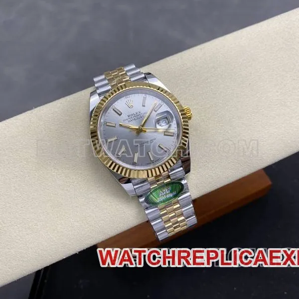 Rolex collectible watch ARF Factory log 41mmsilver dial3235 gold steel bracelet front live photo
