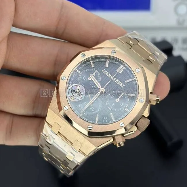 collectible watch APS factory Royal OakAudemars Piguetblack dialrose gold mechanical 26240caseback live photo