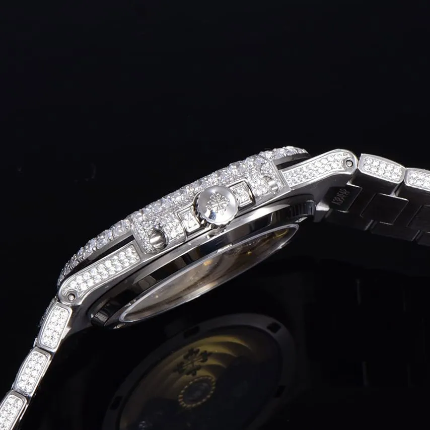 TW factory Patek Philippetop-tier watch men's white dialsteel braceletNautilus series mechanical detail shots
