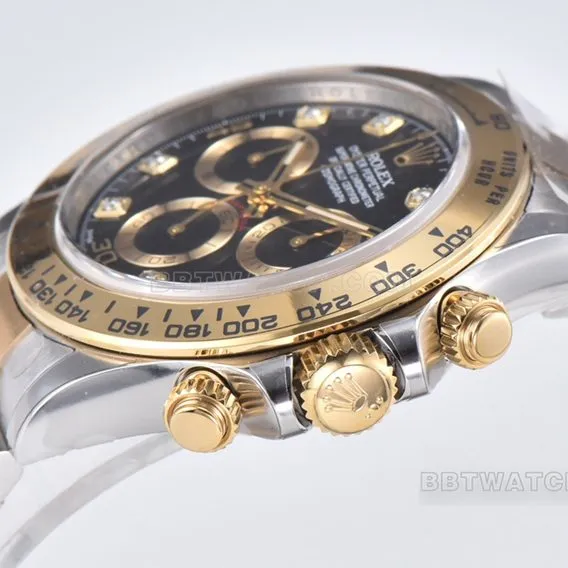 Factory C Rolex Daytonatop-tier 1:1super cloneblack dial gold steel bracelet model m116503-0011front live photo