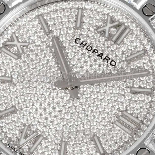 Chopard1:1replica watch GH factory Xueshan Aoyi 41mm pavé diamond steel bracelet model front live photo