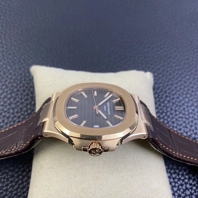 3K Factorytop-tierPatek Philippereplica watch Nautilus324SC ultra-thin mechanical rose gold crocodile leather clasp picture