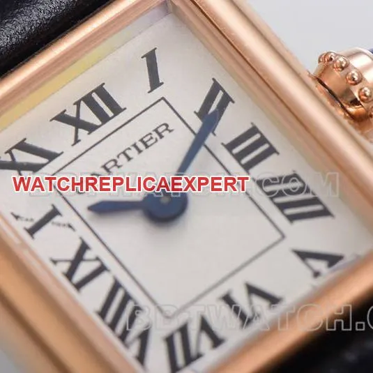 Cartier top collectible watches F1 factory tank white disk rose gold case belt models front real picture