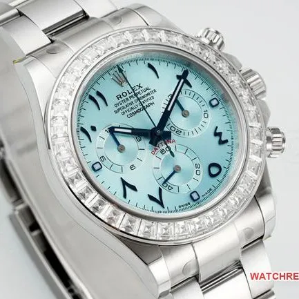 1:1replica watch DaytonaPPM factory Rolex ice blue dial Middle East time scale Moissanite diamond bezelfront live photo