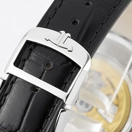 ZF factory top Jaeger-LeCoultre super a watch men's black disk black belt mechanical geographer Q1428421 series belt watch side view