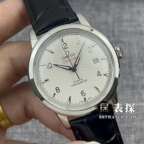 OmegaSeamaster1:1super watch men's white dialleather strap picture and priceside live photo