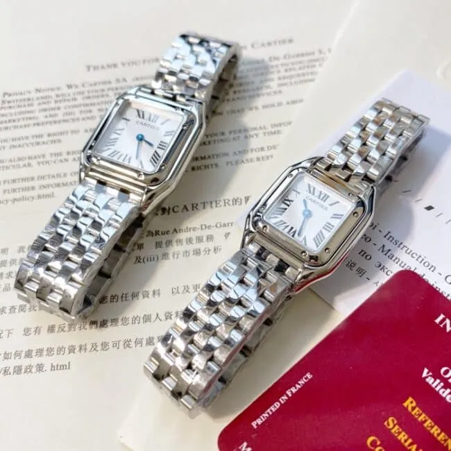 top-tier watch Cartier women's white dialsteel bracelet cheetah series quartz watch clasp picture