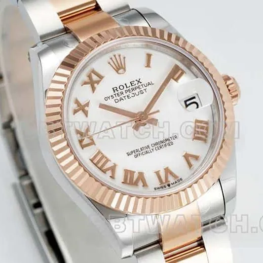 ARF FactoryRolex log super clonewhite dial31mm gold three-lattice chain link 278271front live photo
