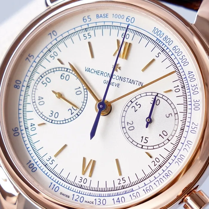 top-tier watch Vacheron Constantin men's white dial1955 series leather strap watch side view