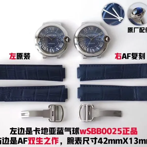 AFCartier Blue Balloon 42mm Large Men's Mechanical Watch Authentic and Fake Comparison Evaluation Watch Head Detail Shots