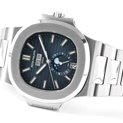 PPF Factorytop-tier watch Patek Philippeautomatic movementNautilus series men's blue dialsteel bracelet watch front view