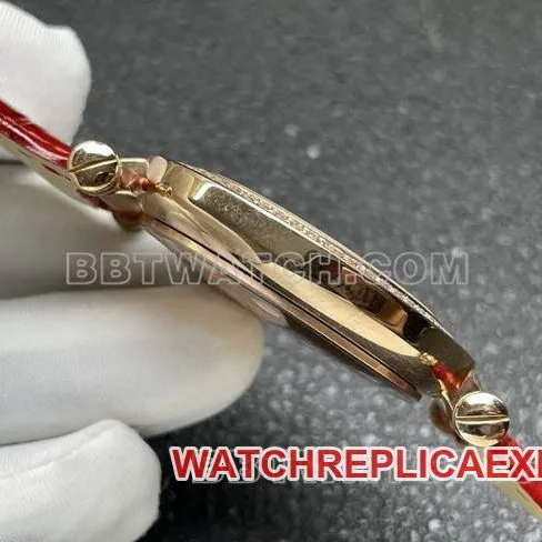 Frank Muller collectible watch quartzABF factory diamond plate gold diamond bezel red leather braceletfront live photo