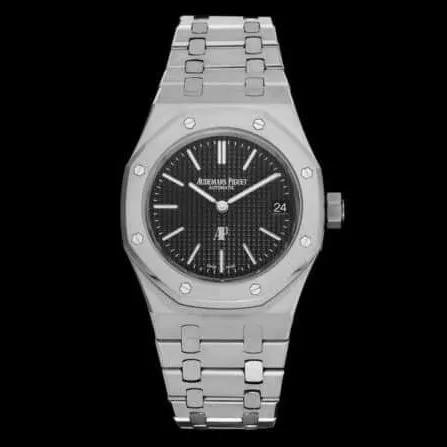 top-tier watch Audemars PiguetRoyal Oak super two-hand mechanical movement15202 white steel black bottom men's watch front view