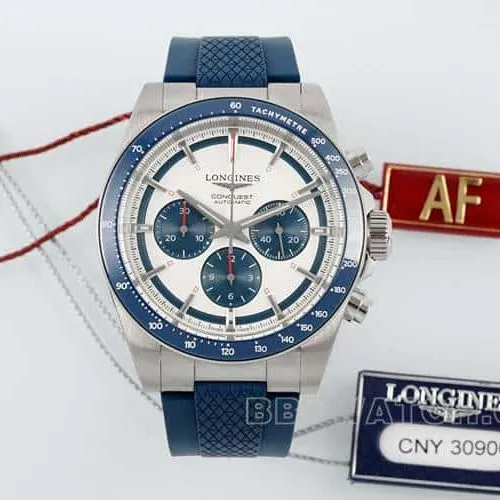 AFLongines Concast stop-tier 1:1high-quality silver gray dial rubber model L3.835.4.98.9front live photo