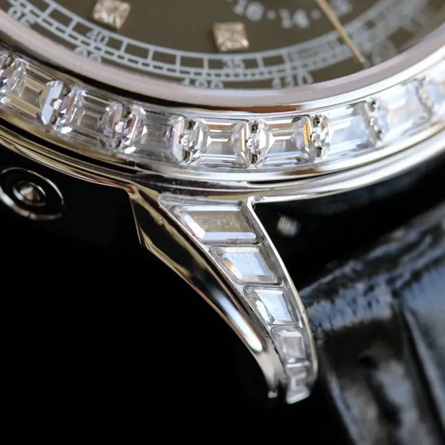 PFF factory top-tier watch Patek Philippe men's black dial black belt super complex function chronograph series leather strap watch movement picture