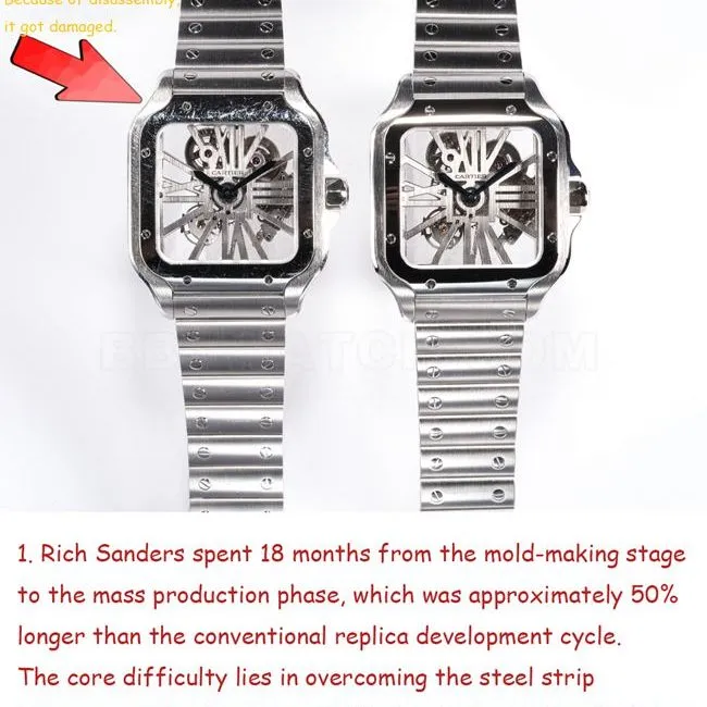 RF factory Cartier hollow Santos top-tier watch comparison Genuine difference