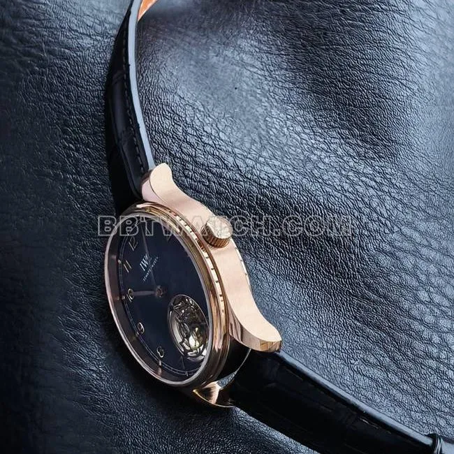 1:1replica watch TUR factory IWC Portugal rose goldblue dialtourbillonfront live photo