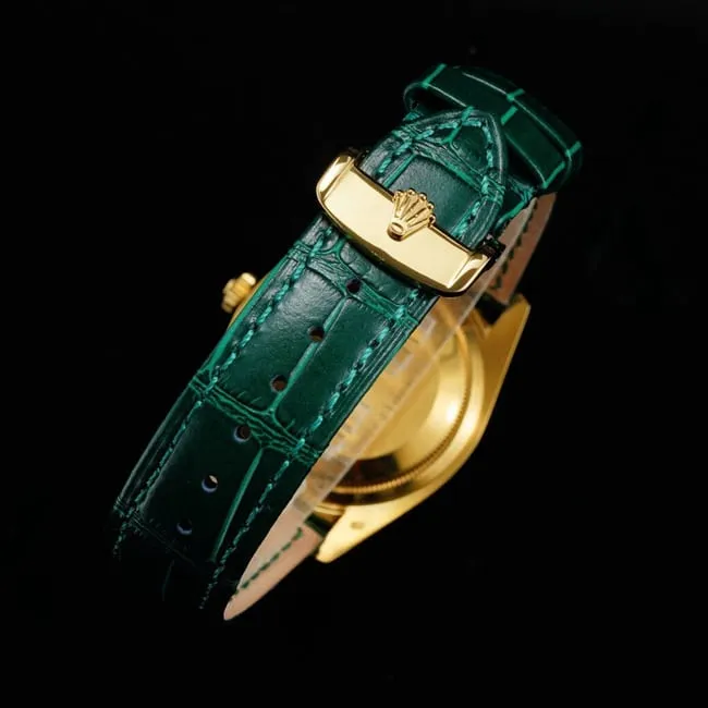 Rolextop-tier replicasuper watch men's green dial green strap day-date type day-date 36mm series automatic movement watch detail shots