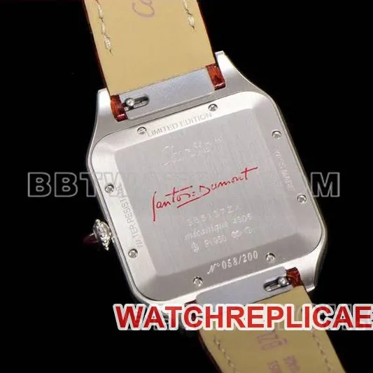 Cartiertop-tier watch F1 factory Santos pink plate leather strap model caseback live photo