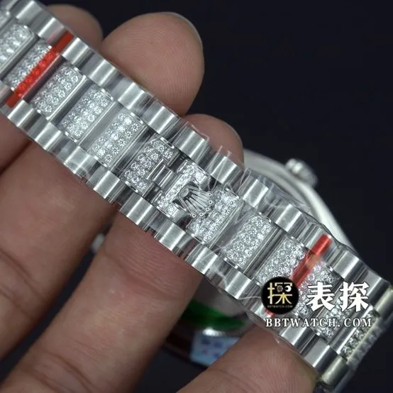 BP Factory Rolex Day-Date Super A Watch Full Diamond Dial Steel Band Model Photos and Price Front Real Shot Pictures