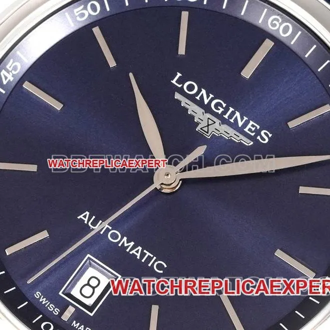 Longines collectible watch XC factory famous blue dial stick hour mark L888 mechanical movementleather strap model front live photo