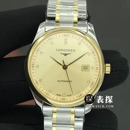 KY factory Longines men's watchmaking traditional top-tier watch gold plate steel bracelet model L2.793.5.37.7front live photo