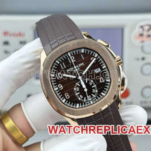 collectible watch Patek PhilippeP1 factory grenade brown disk mechanical brown rubber model 5968front live photo