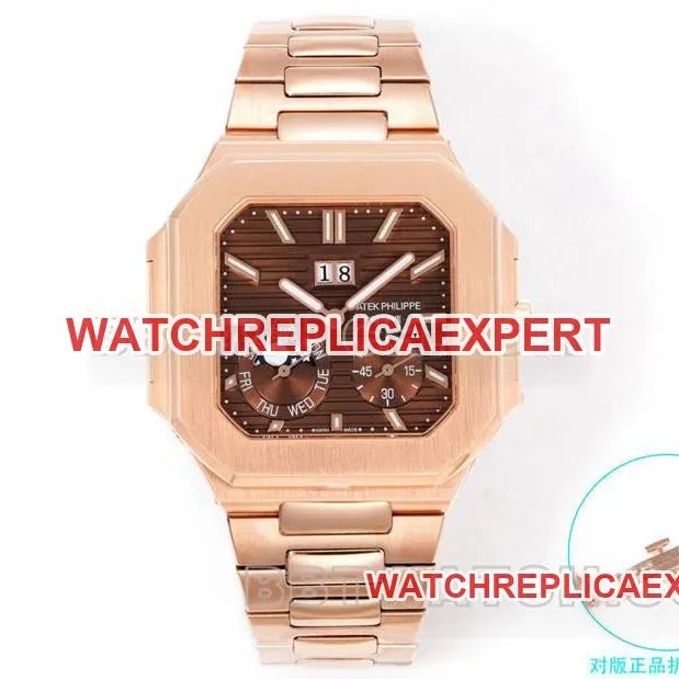 Patek Philippe watch 3k factory 45mm brown green dial240psmovementrose goldsteel bracelet model 5822side live photo