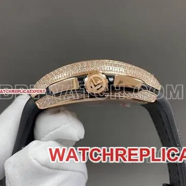 ABF factory Frank Muller top-tier watch V45black dial gold diamond case leather braceletside live photo
