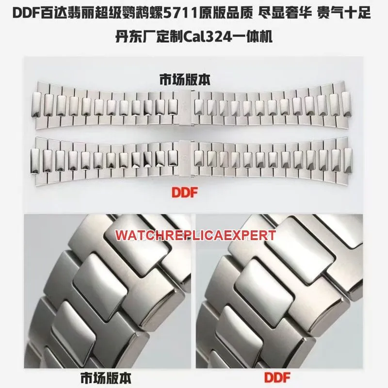 The difference between DDF factory Patek Philippe sporty and elegant Nautilus5711 white top-tier watch compared to Genuine