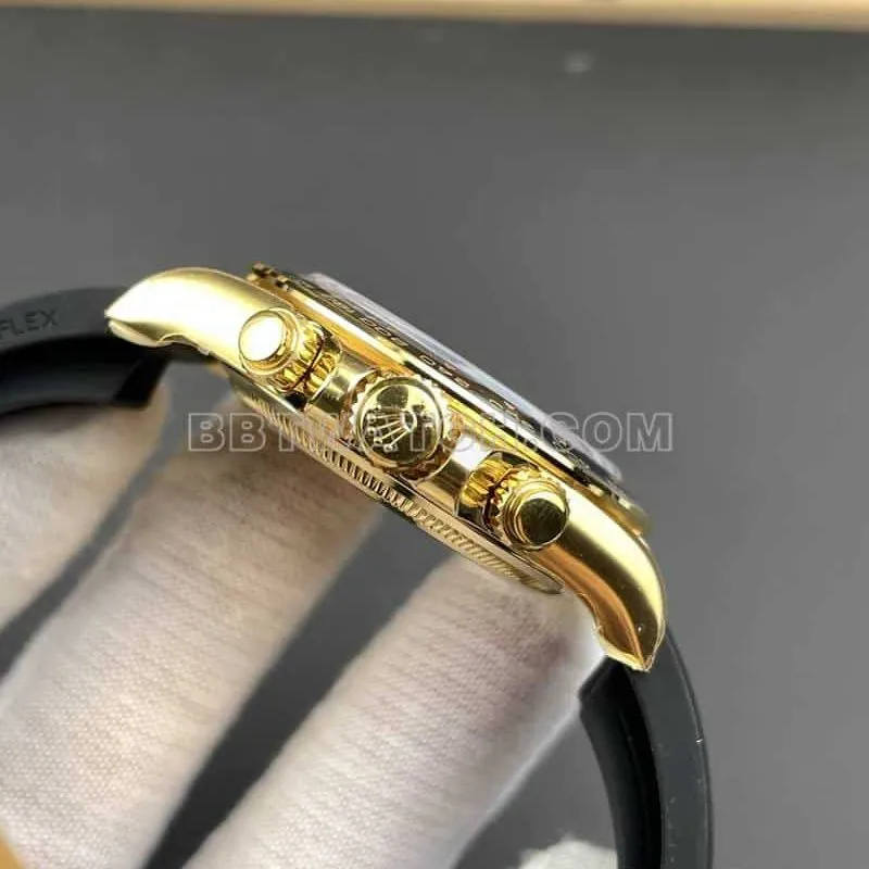 VSRolexDaytonasuper cloneblack dialyellow gold shell rubber style 126518front live photo