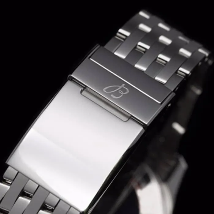top-tier watch Breitling men's white dial aviation chronograph1 series overview steel bracelet watch front view