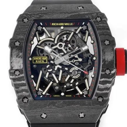 ZF FactoryRichard Milletop-tier watch automatic movement men's black dial black rubber strap watch front view