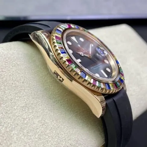 Top-tier watch Rolex European customized version of jelly bean circle yacht five-color diamond diving men's watch movement picture