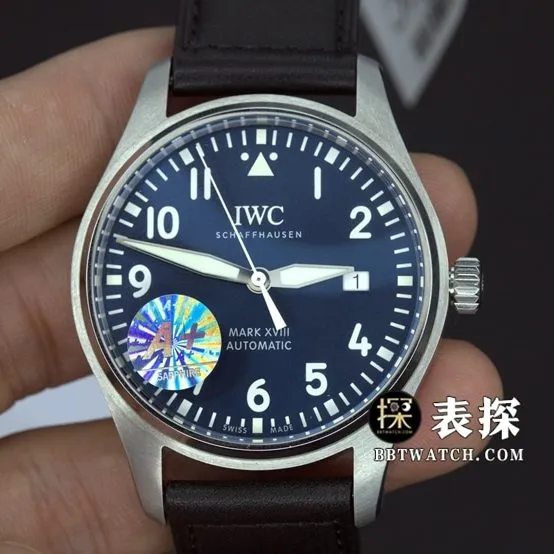 A+ factory IWC pilot top-tier watch men's mark twenty blue dialleather strap model pictures and prices front live photo
