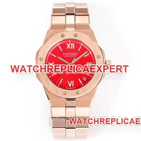 collectible watch ChopardGH factory snow mountain proud wing red plate 41mmrose gold steel braceletside live photo