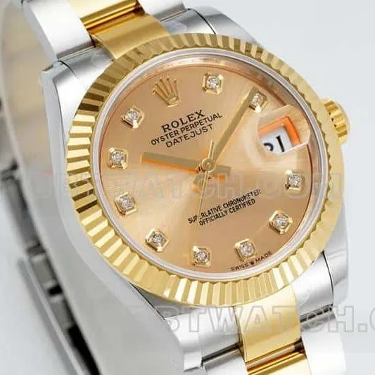 ARF FactoryRolex log gold plate 31mm gold three grid link 278273front live photo