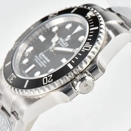 CLEAN factory top Rolex imitation watch men's black dial steel strap v4 latest version mechanical watch front view