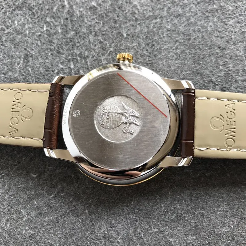 Omegatop-tier watch Diefei series men's gold plate leather strap mechanical watch back cover picture