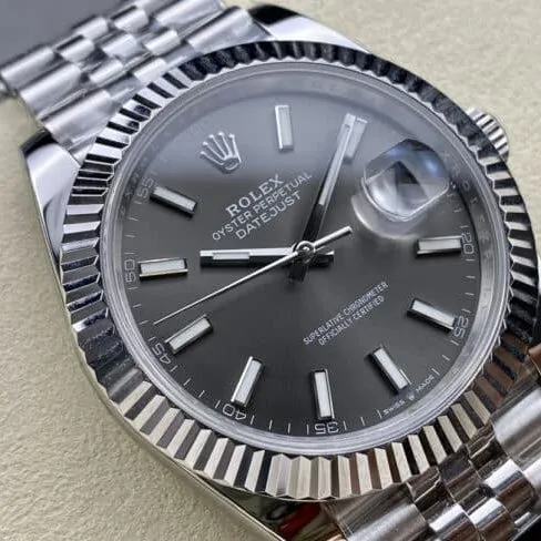 Big factory high-quality AR Return of the King Rolex gray plate Oyster Perpetual Datejust 41 series men's watch front view